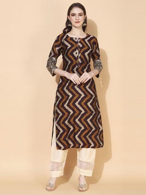 fashor multicolored printed straight kurta