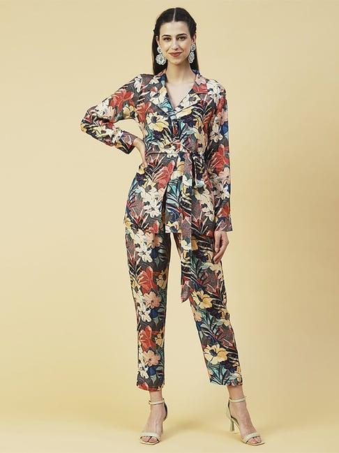 fashor multicolored printed tunic pant set