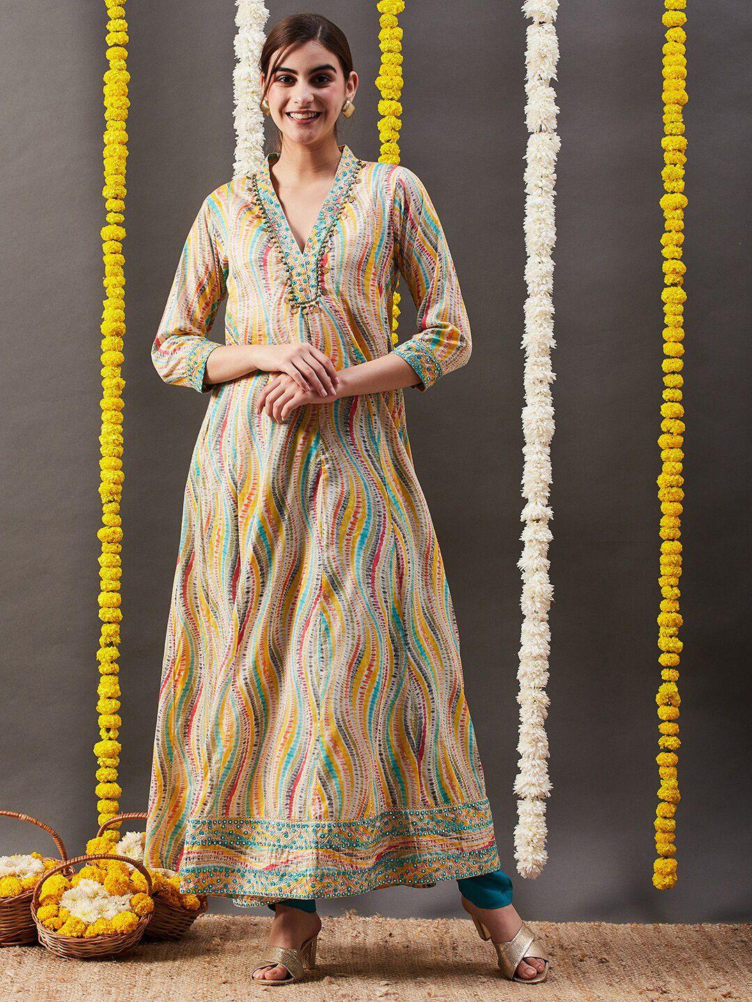fashor multicoloured print a-line maxi dress