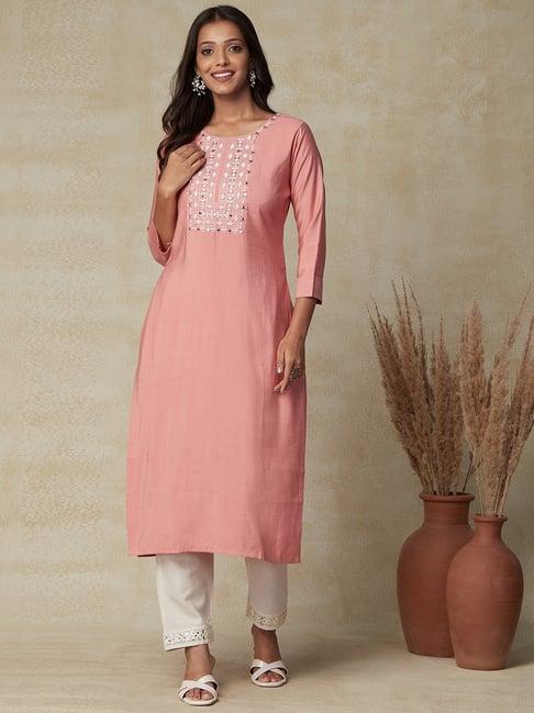 fashor peach straight kurta