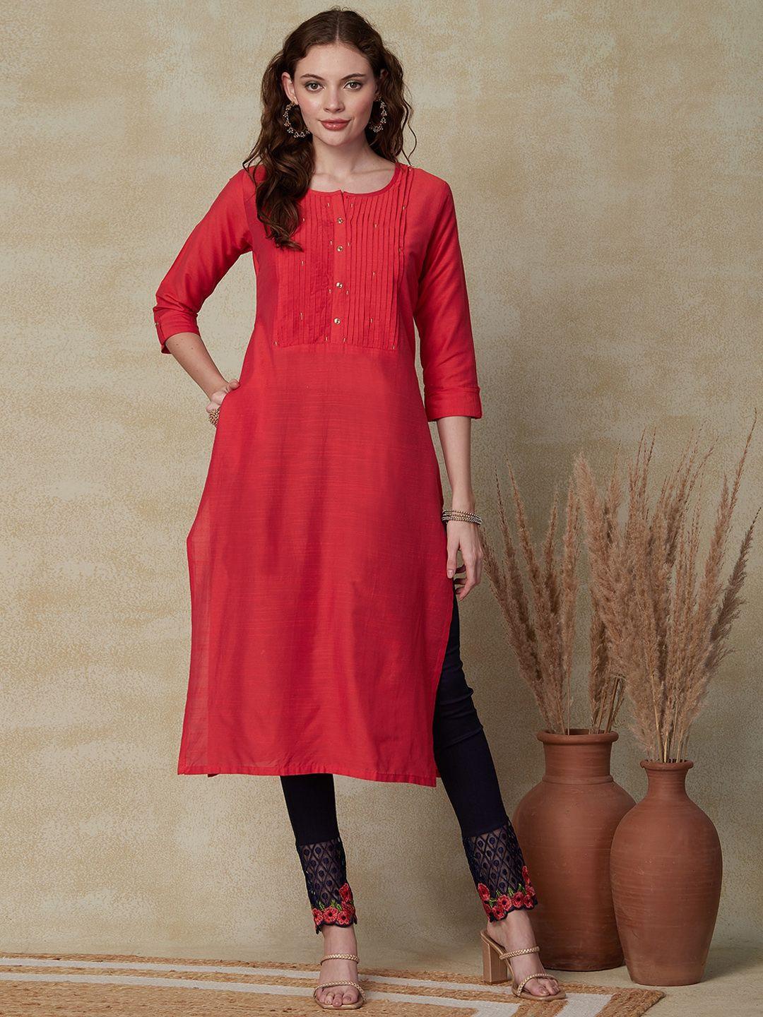 fashor pin-tucks embroidered kurta