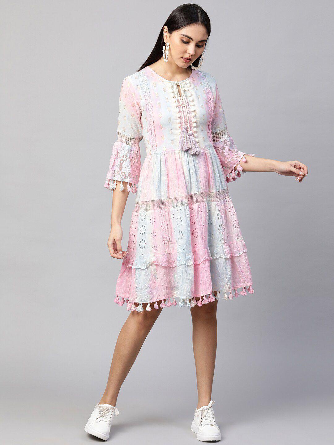fashor pink & blue a-line dress