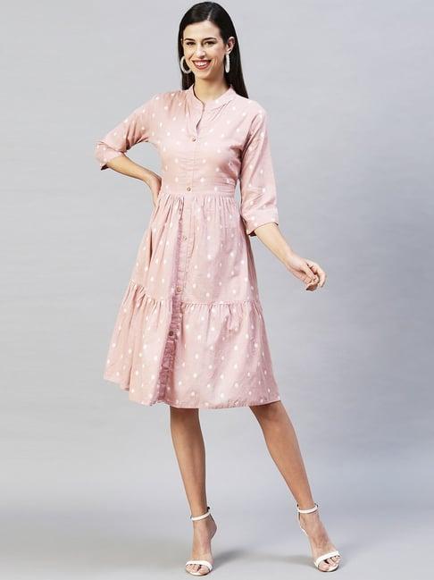 fashor pink polka dots a-line dress