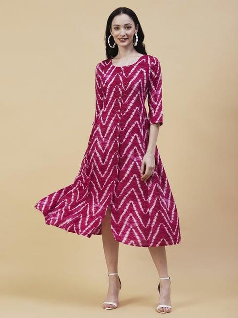 fashor pink printed a-line dress