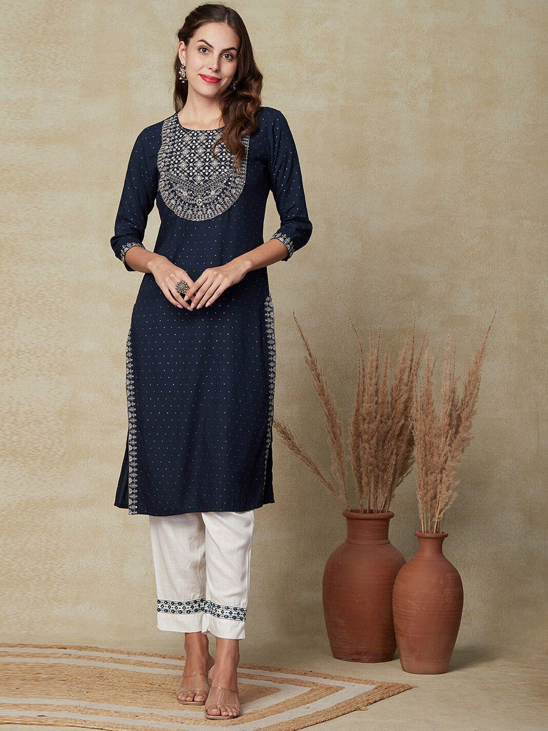 fashor polka dots foil printed sequinned kurta