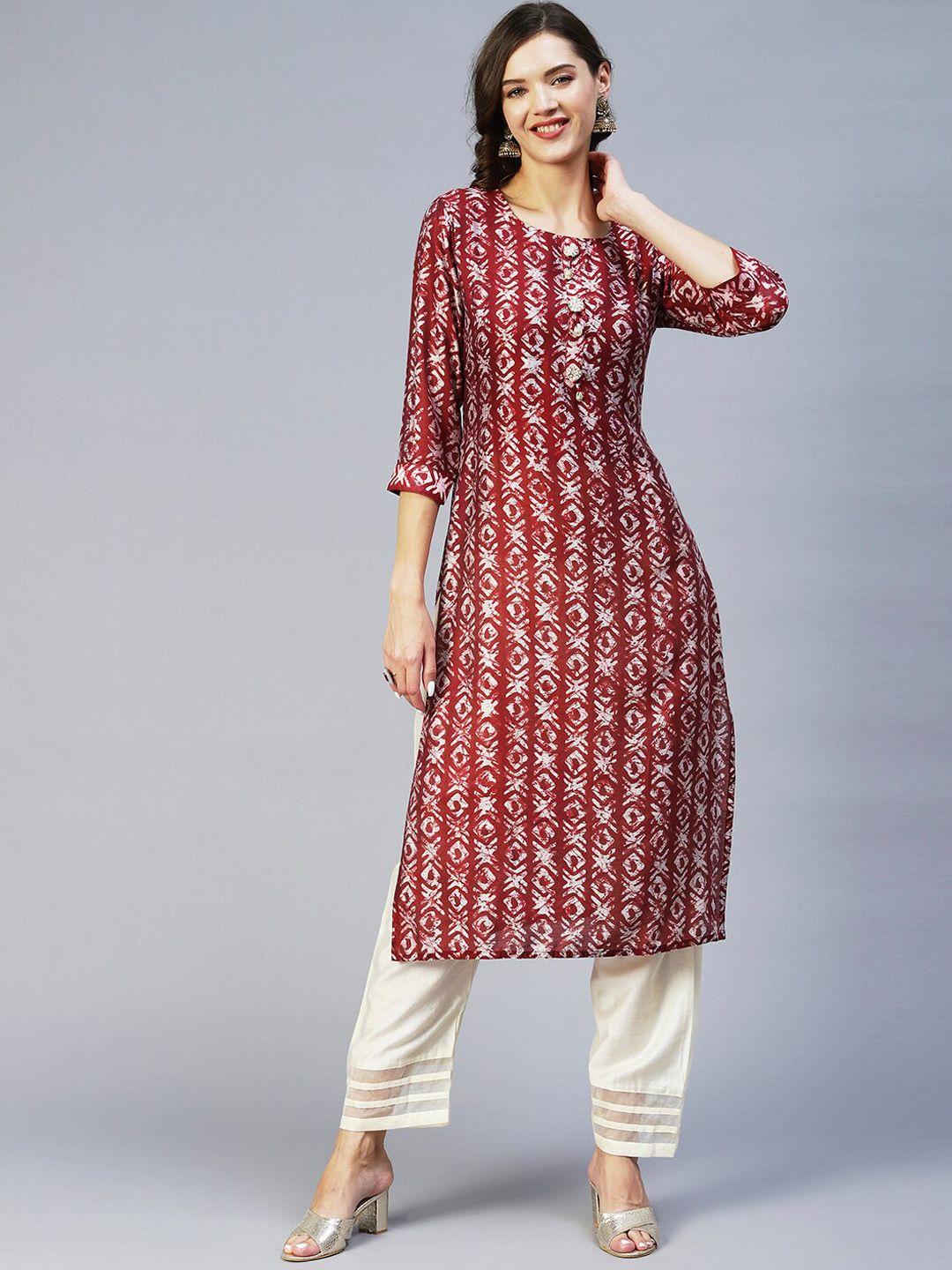 fashor printed straight regular kurta