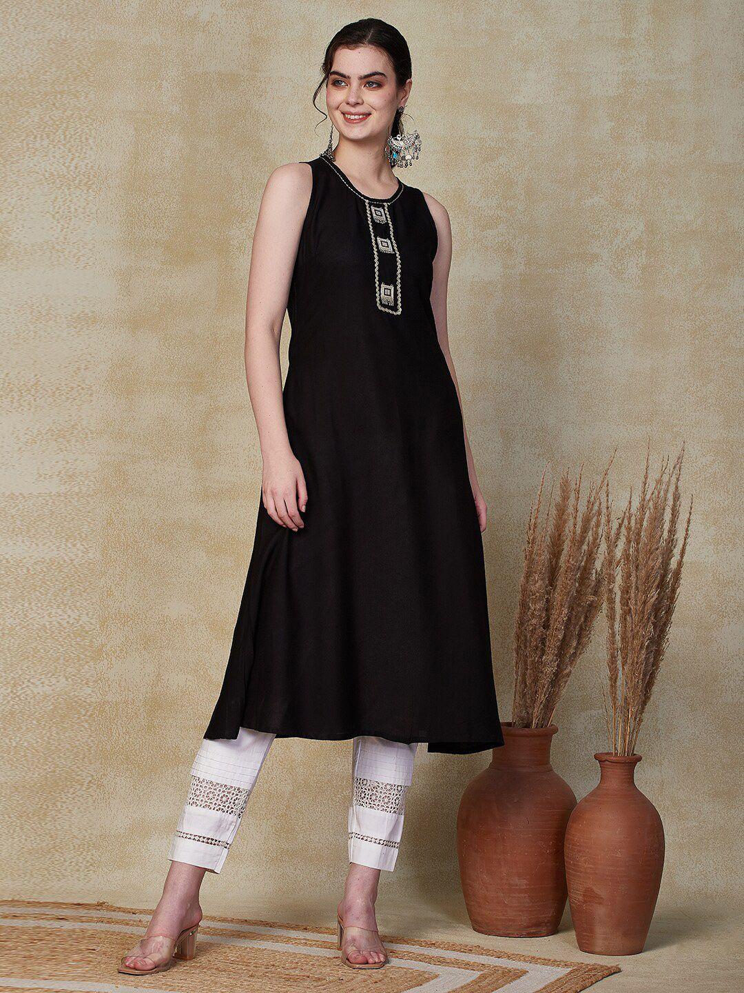 fashor round neck sleeveless kurta