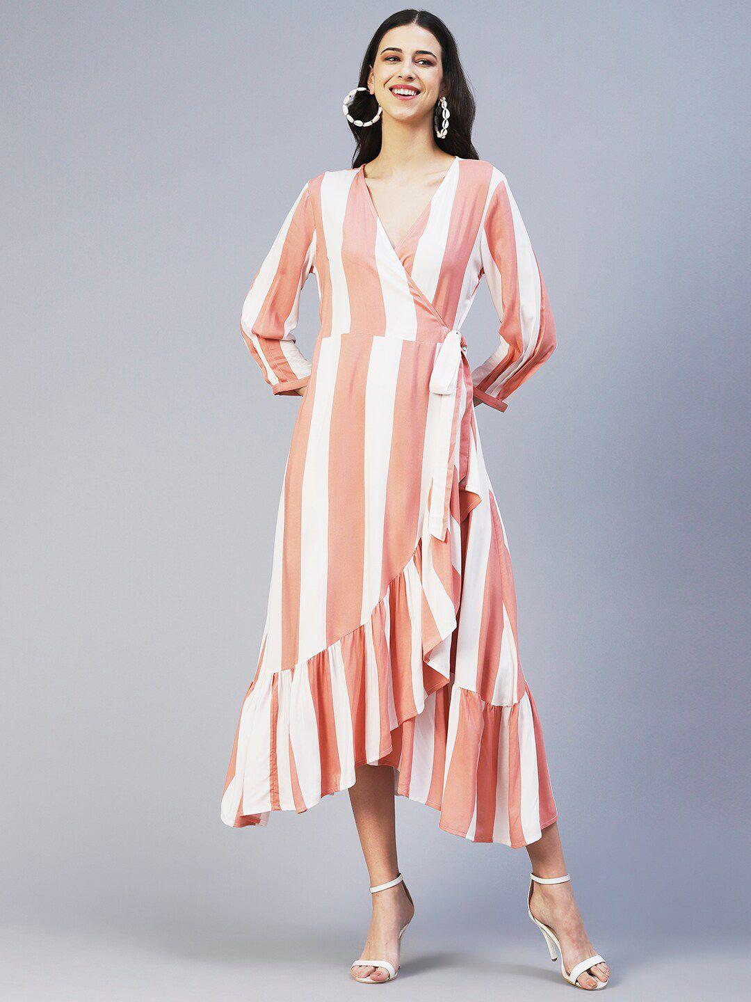 fashor striped a-line midi dress