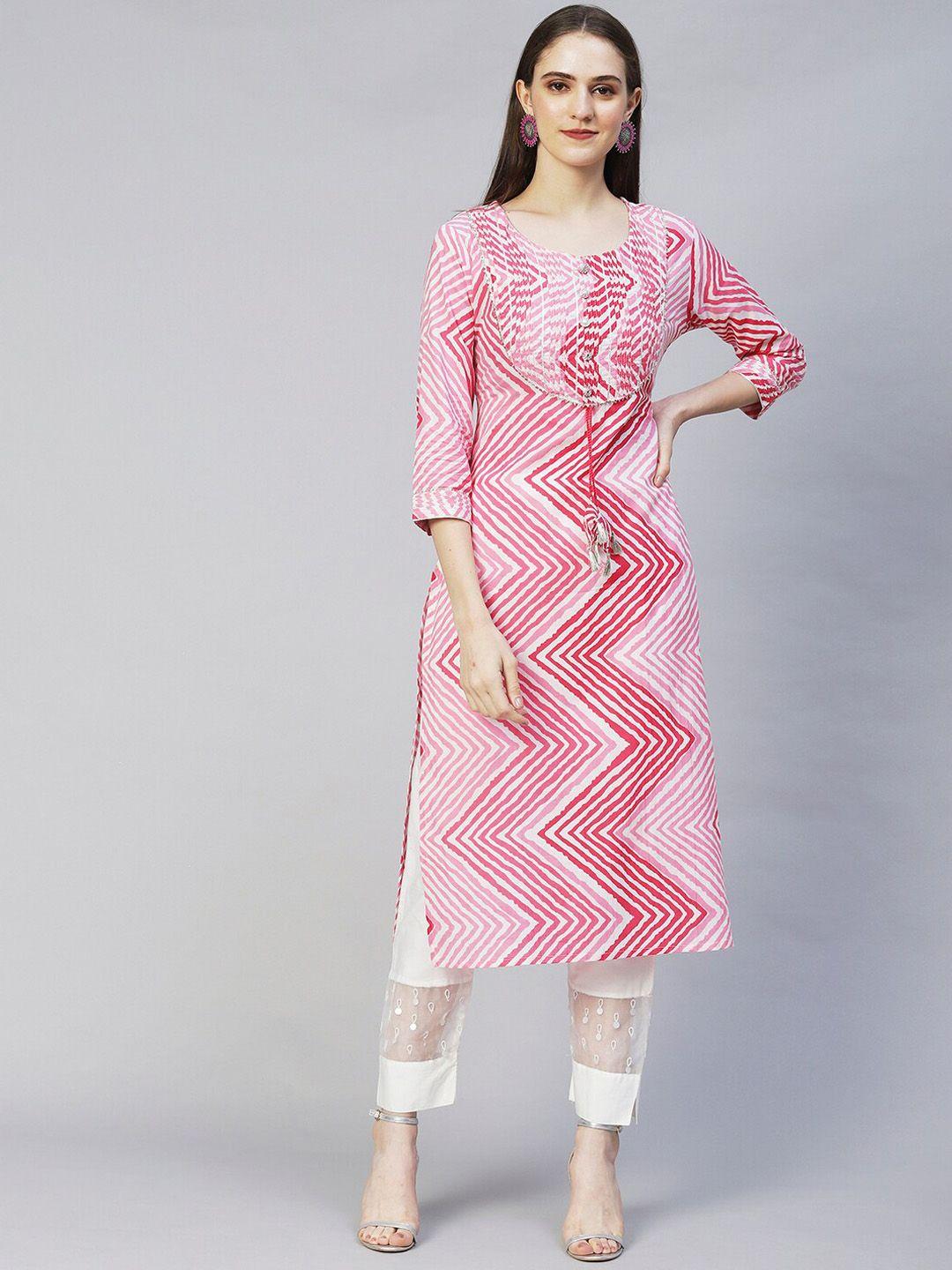 fashor women chevron printed gotta patti cotton kurta