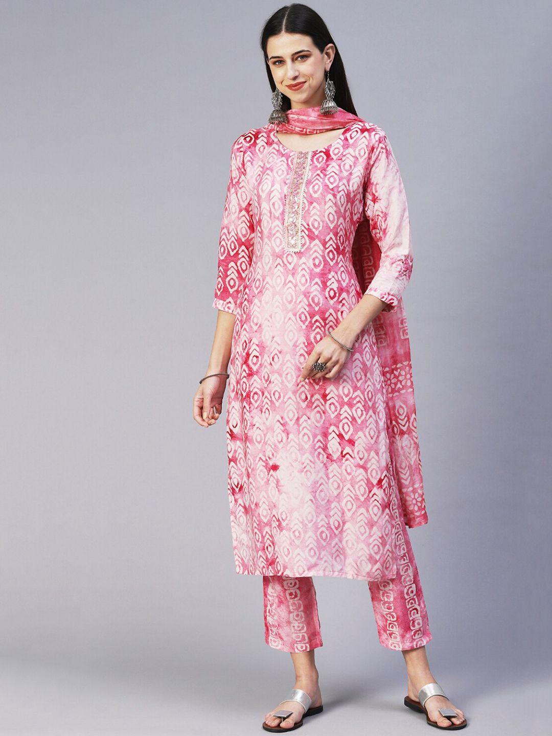 fashor women ethnic motifs printed kurta with trousers & dupatta