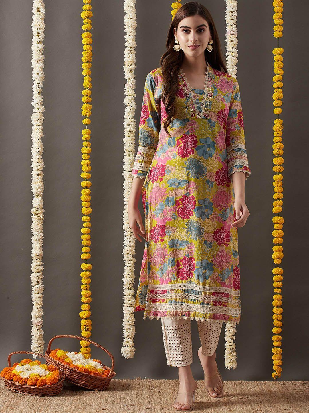 fashor women ethnic motifs printed sequinned anarkali kurta