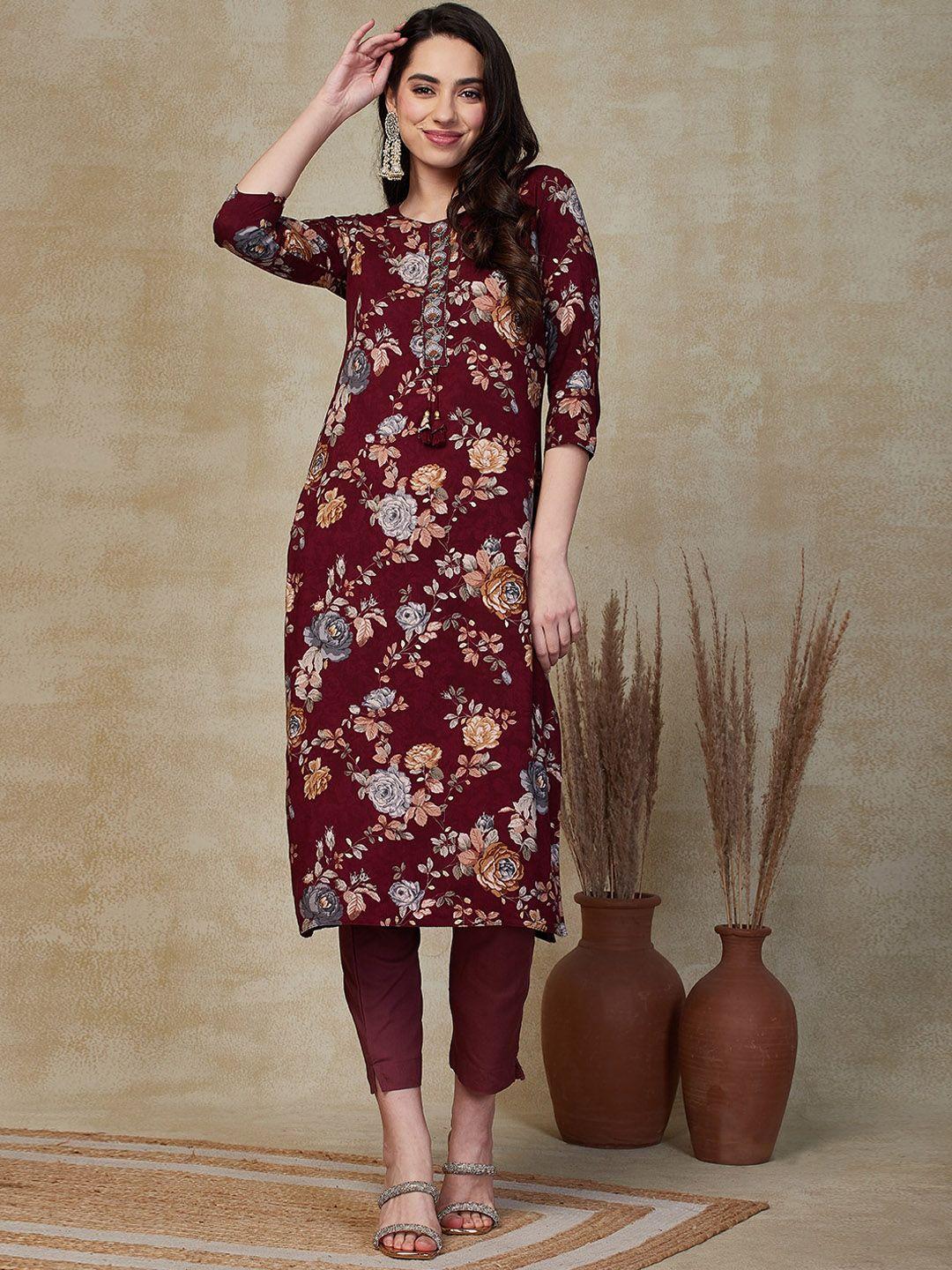 fashor women floral printed sequinned kurta