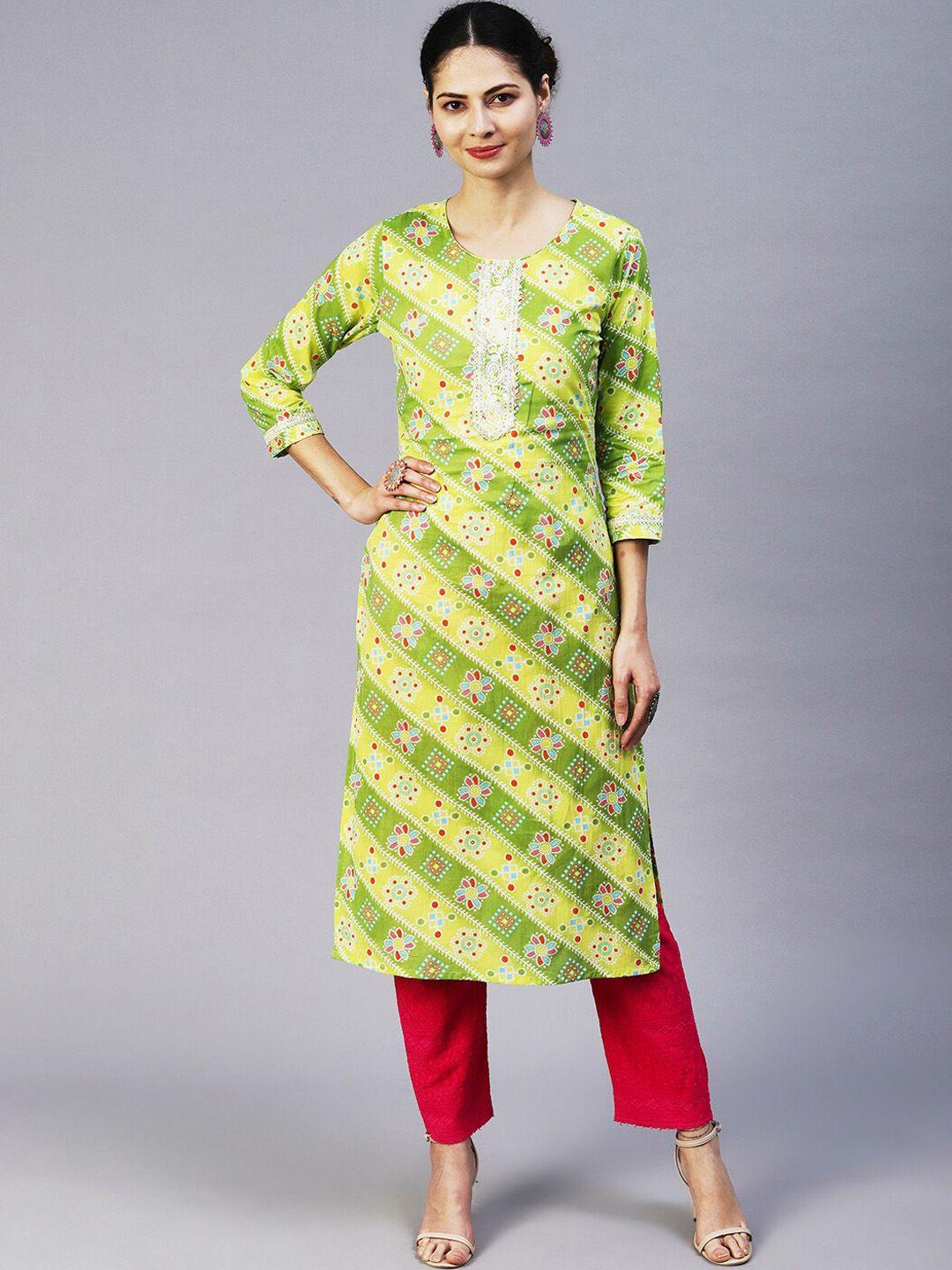 fashor women geometric printed gotta patti pure cotton kurta