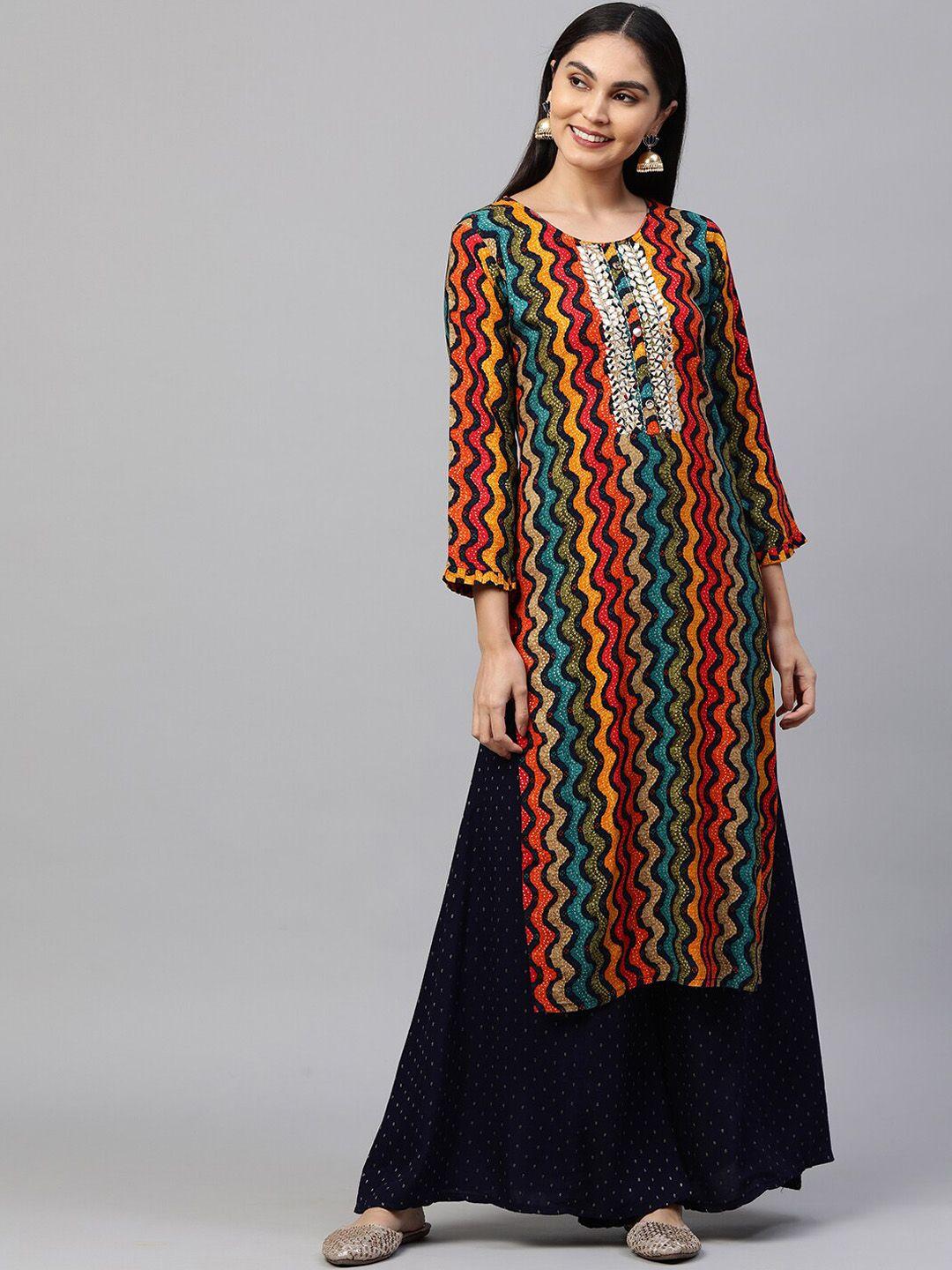 fashor women multicoloured geometric printed kurta