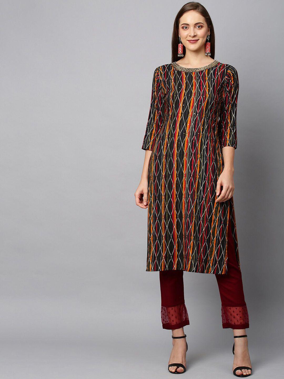 fashor women multicoloured geometric printed kurta