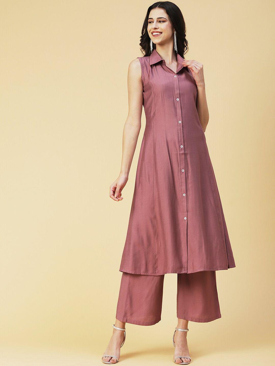 fashor women panelled a-line kurta with palazzos