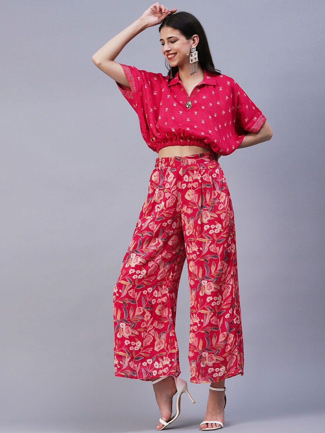 fashor women printed top with palazzos co-ods set