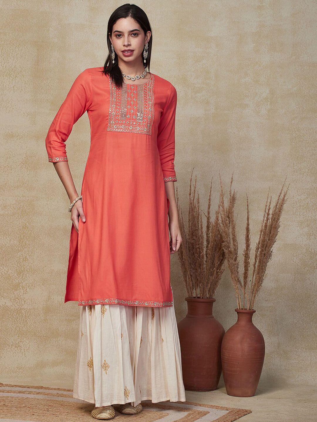 fashor women yoke design thread work anarkali kurta