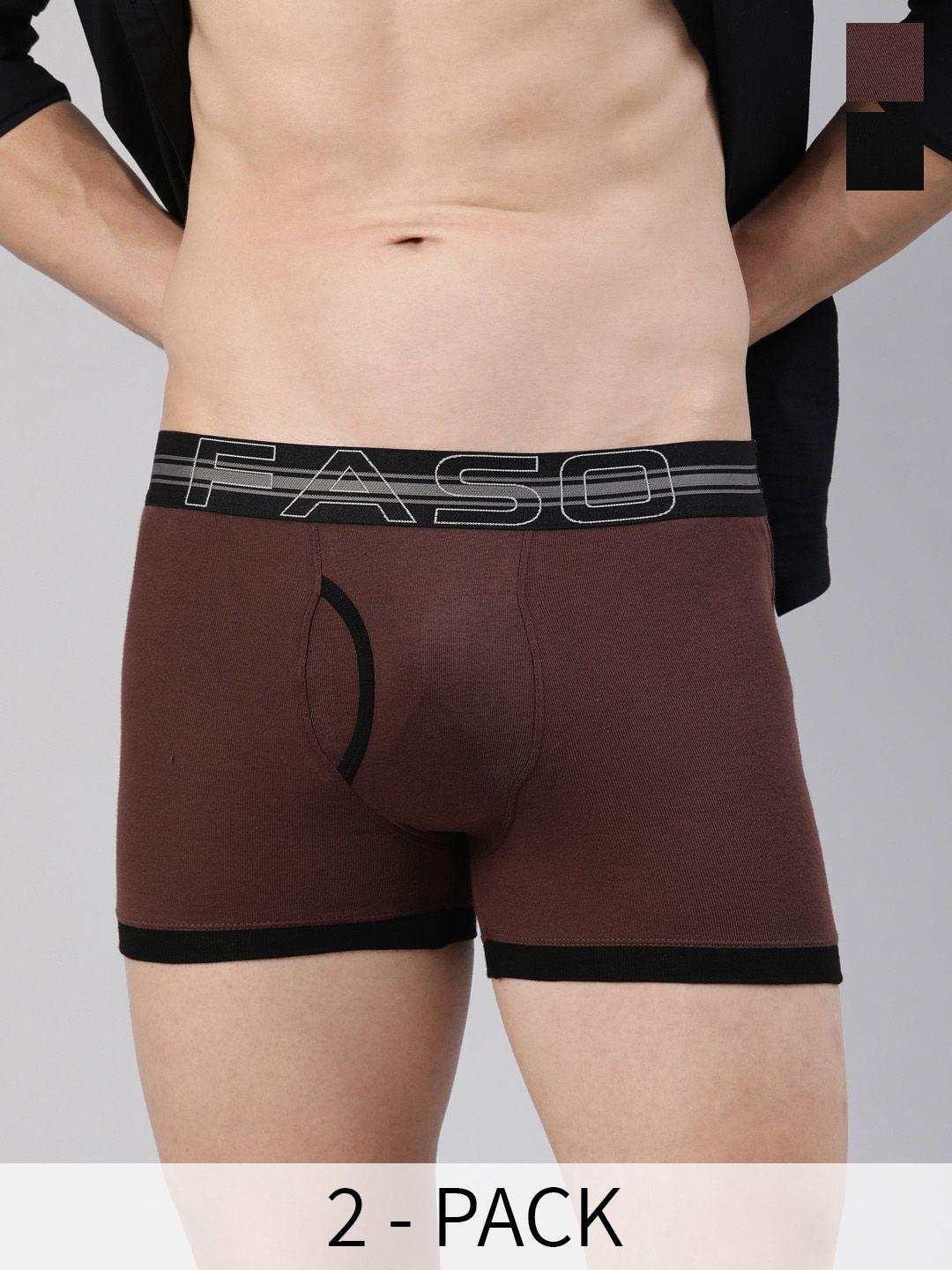faso pack of 2 mid rise comfortable label free cotton trunks fa1504-sq