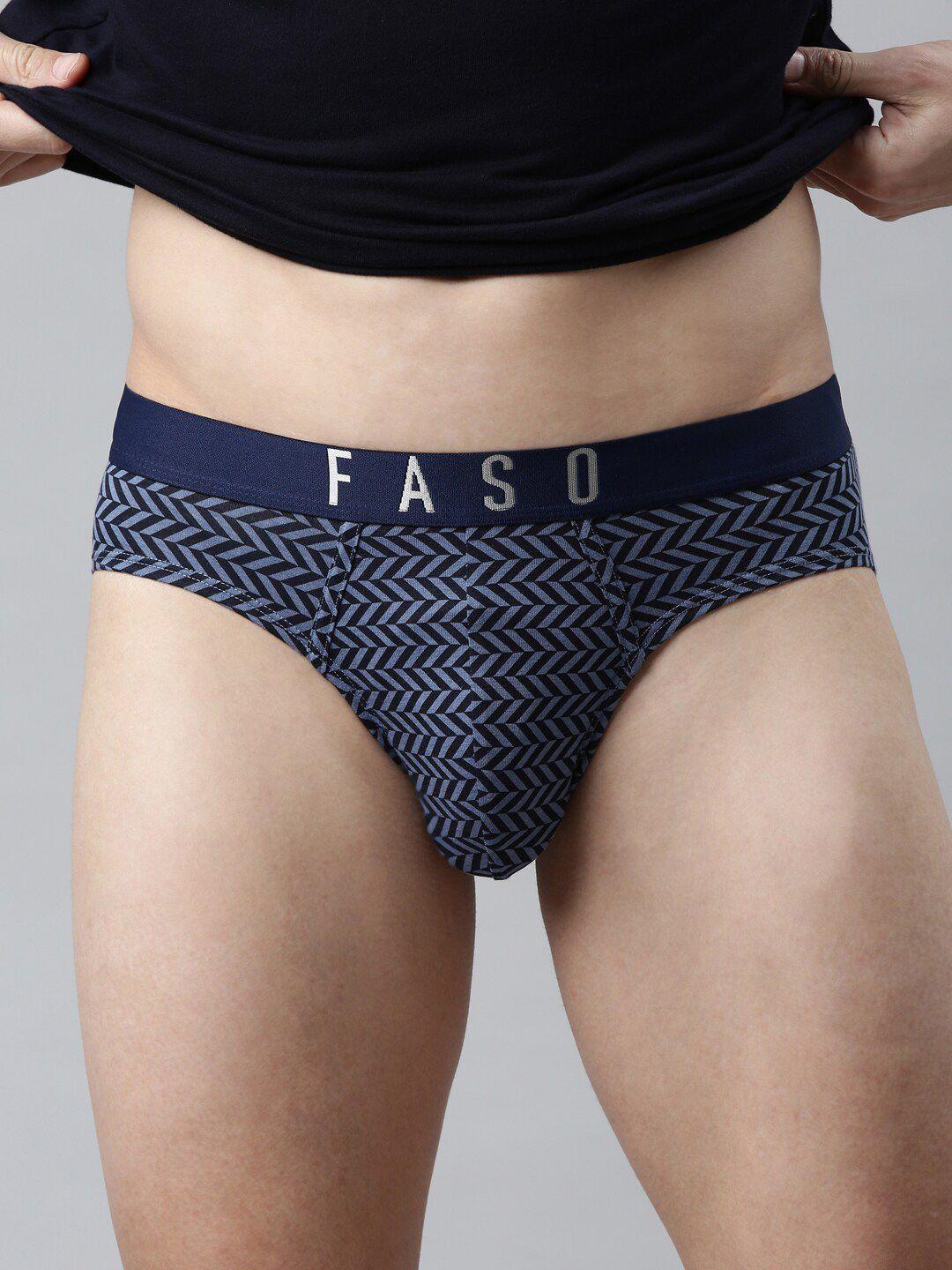 faso geometric printed mid-rise cotton basic briefs fs3004-sq-denimmarl