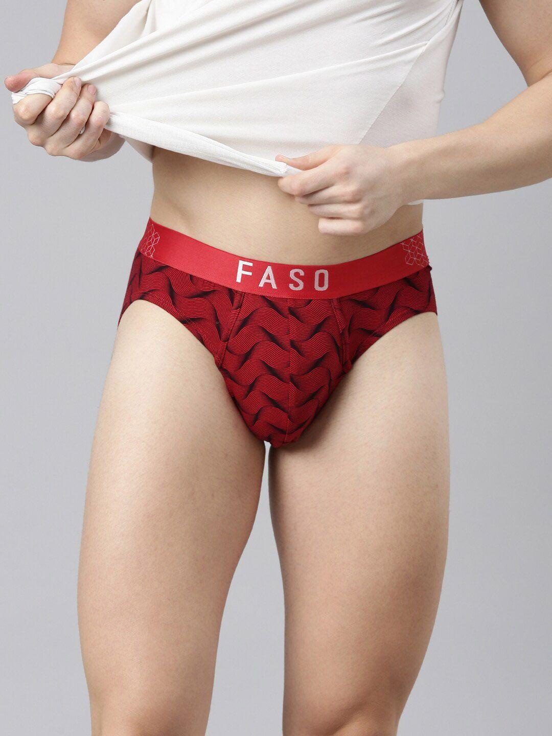 faso men printed cotton mid-rise briefs fs3004-sq-racingred