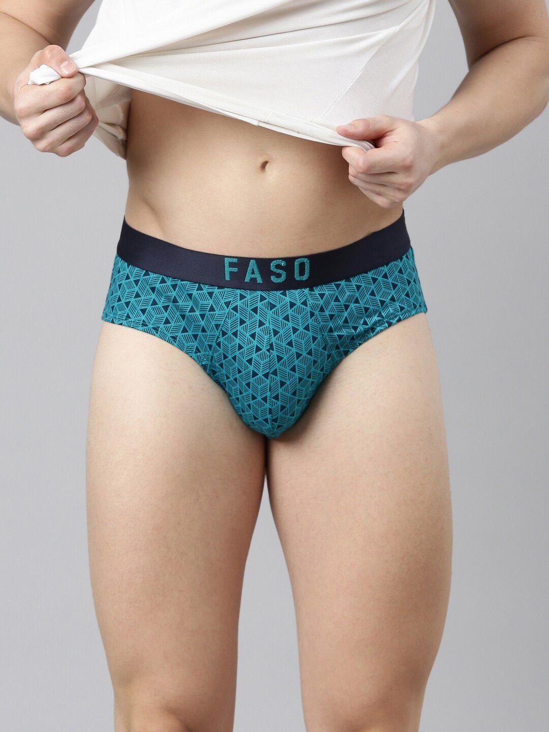 faso men printed organic cotton basic briefs fs2004-sq-tealgreen1