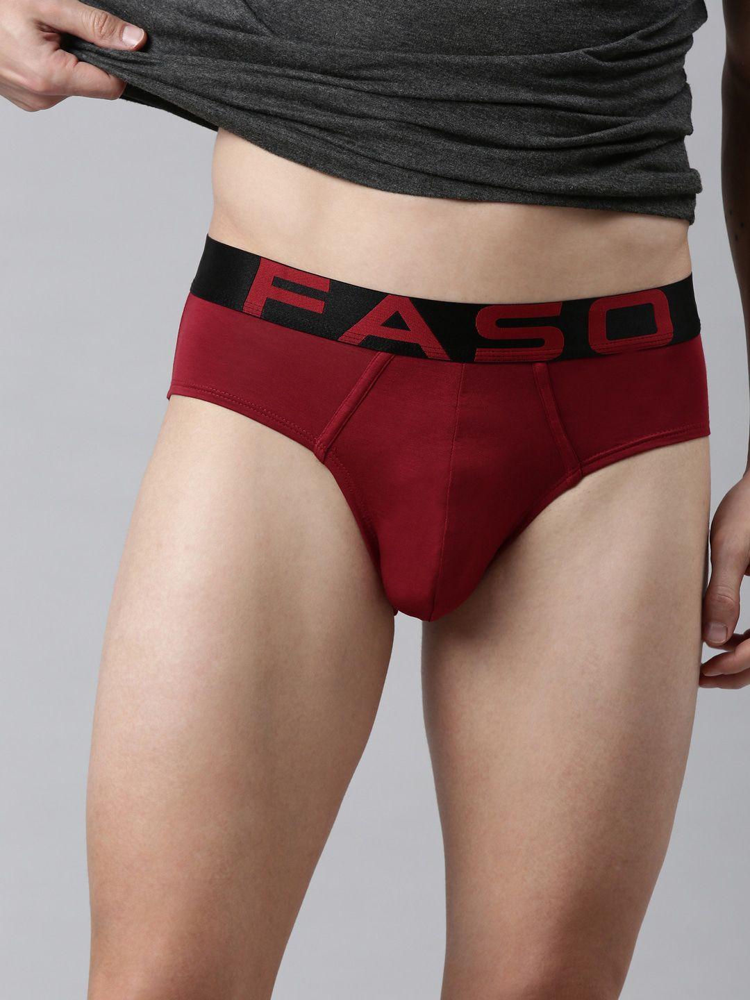 faso mid-rise modal cotton briefs fa3014-sq-maroon