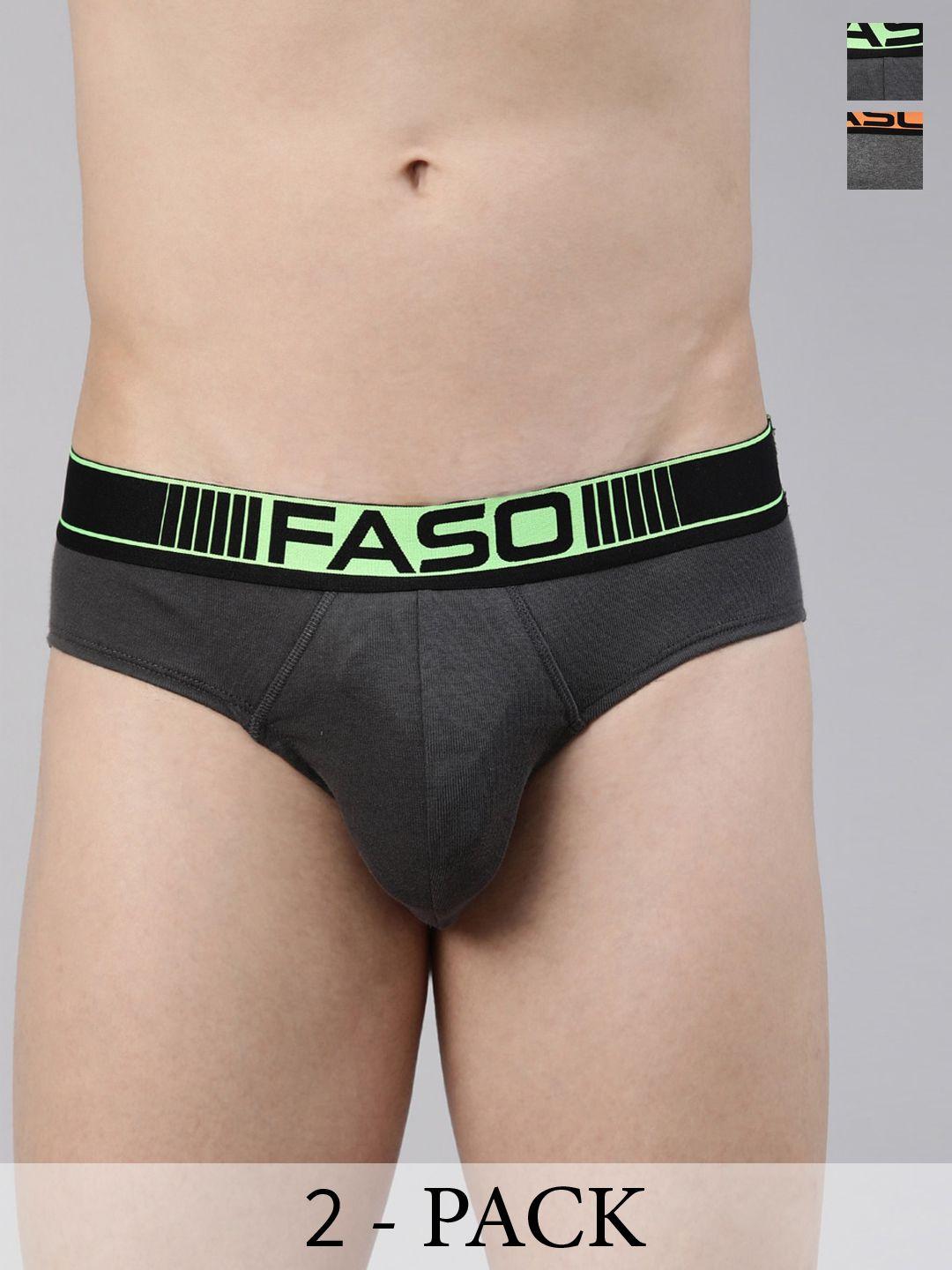 faso pack of 2 cotton basic briefs fa1501-sq-po2-charcol-asphalt