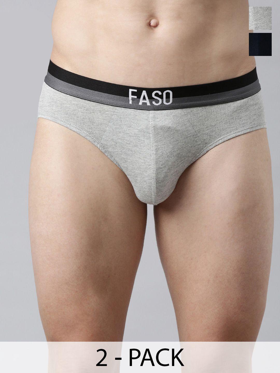 faso pack of 2 cotton basic briefs k203-sq-po2-navy-greymel