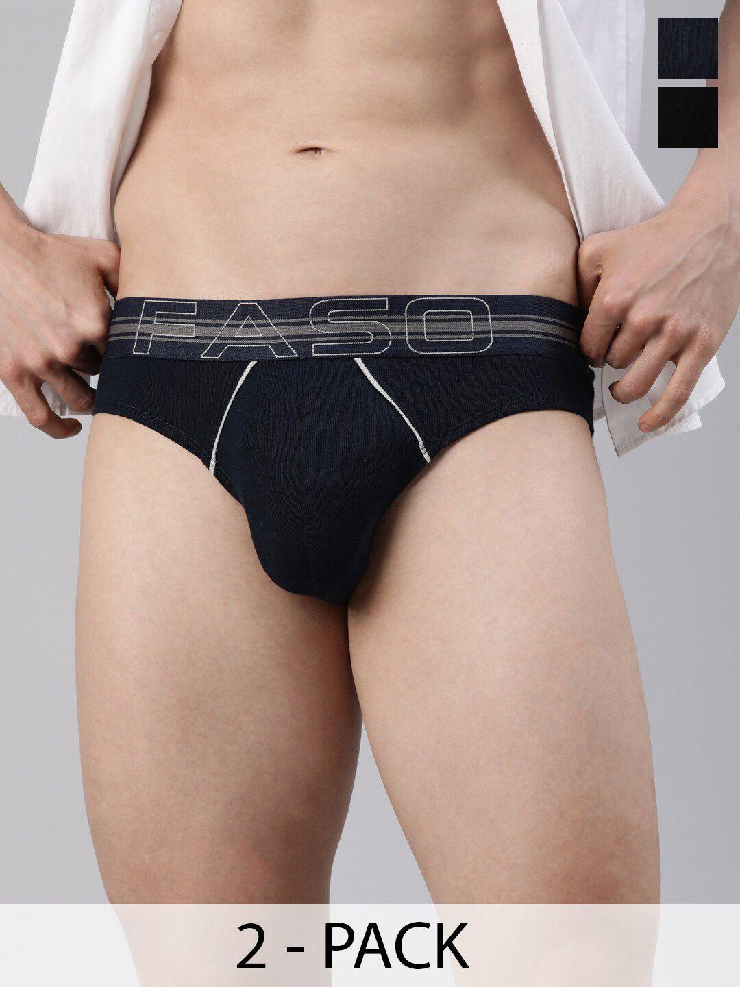 faso pack of 2 mid-rise cotton basic briefs fa1503-sq-po2-black-navy