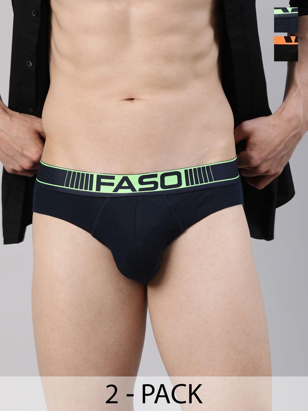 faso pack of 2 typography printed cotton basic briefs fa1503-sq-po2-dbrown-black