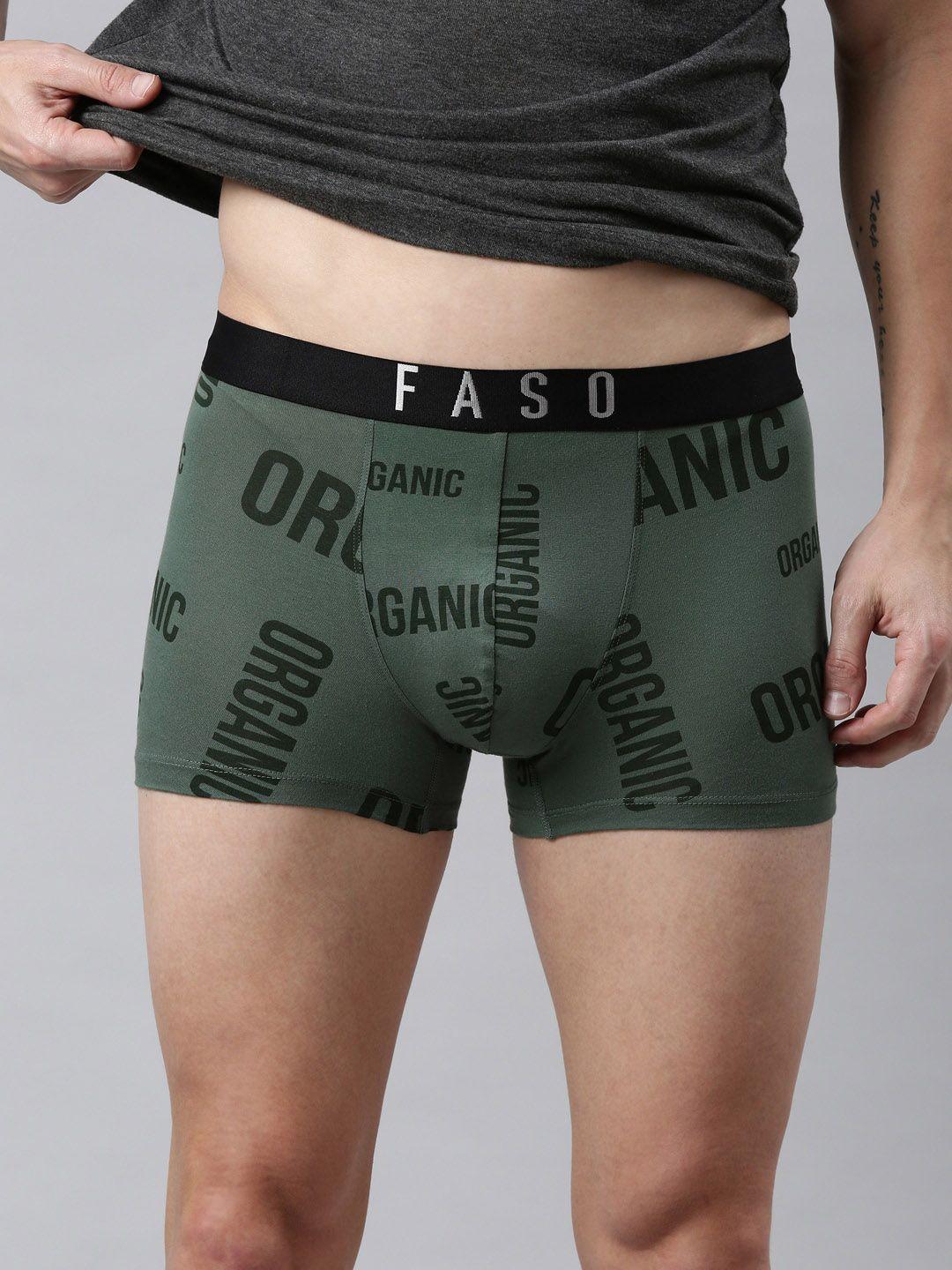faso typography printed organic cotton breathability trunks fs3007-sq-olivegreen