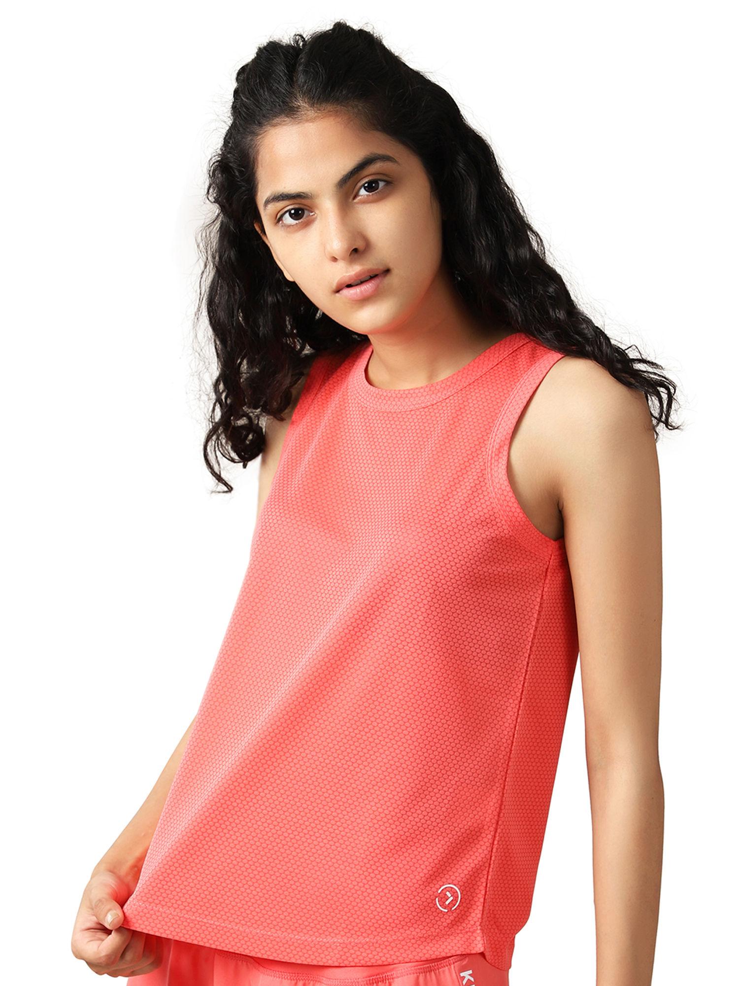 fast drying tank top with relaxed fit - orange