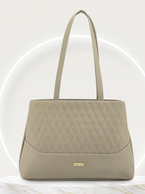 fastrack beige faux leather quilted shoulder handbag