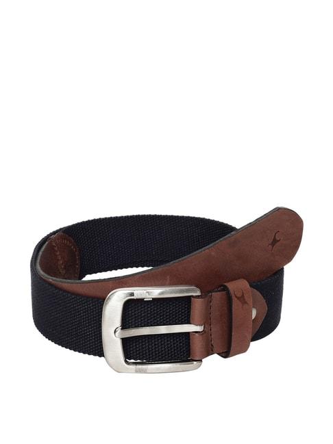 fastrack black leather waist belt for men