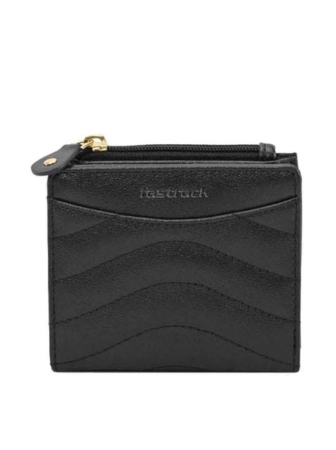 fastrack black quilted bi-fold wallet for women