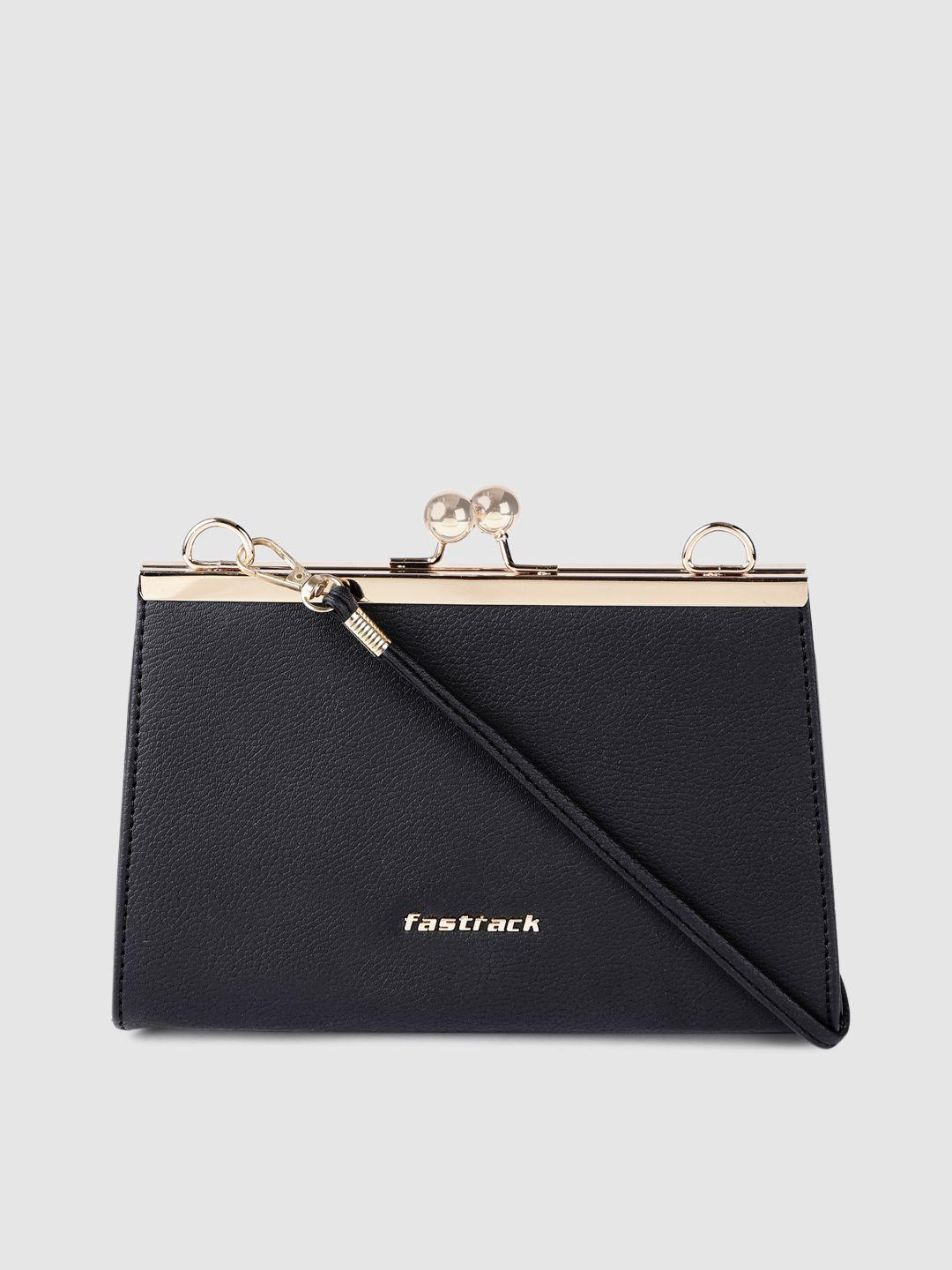 fastrack black solid clutch
