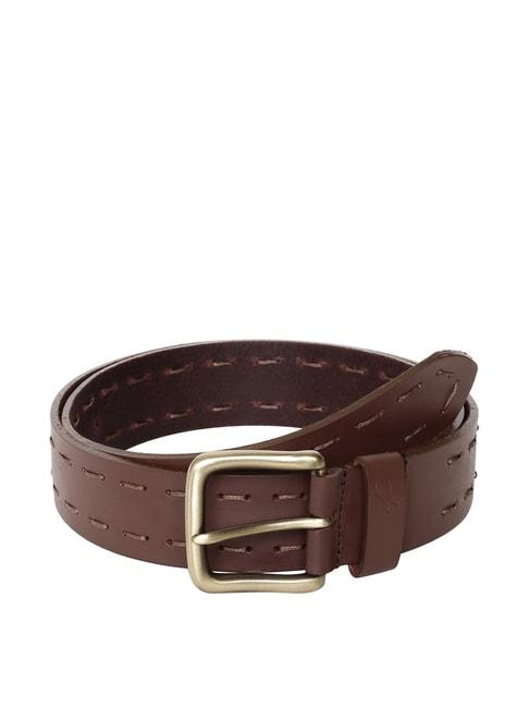 fastrack brown leather waist belt for men