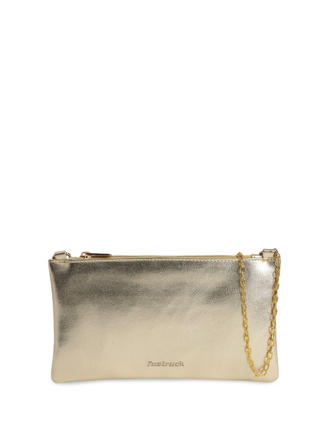 fastrack gold-toned structured sling bag