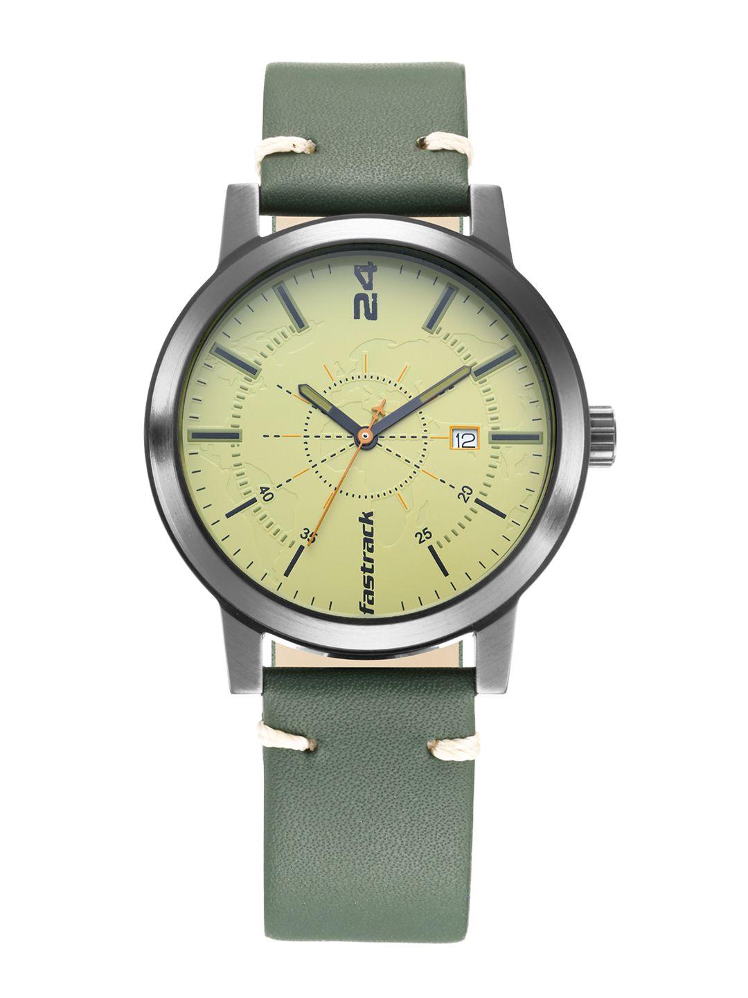 fastrack men green analogue watch 3245nl01