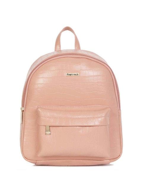 fastrack soft pink textured backpack for women