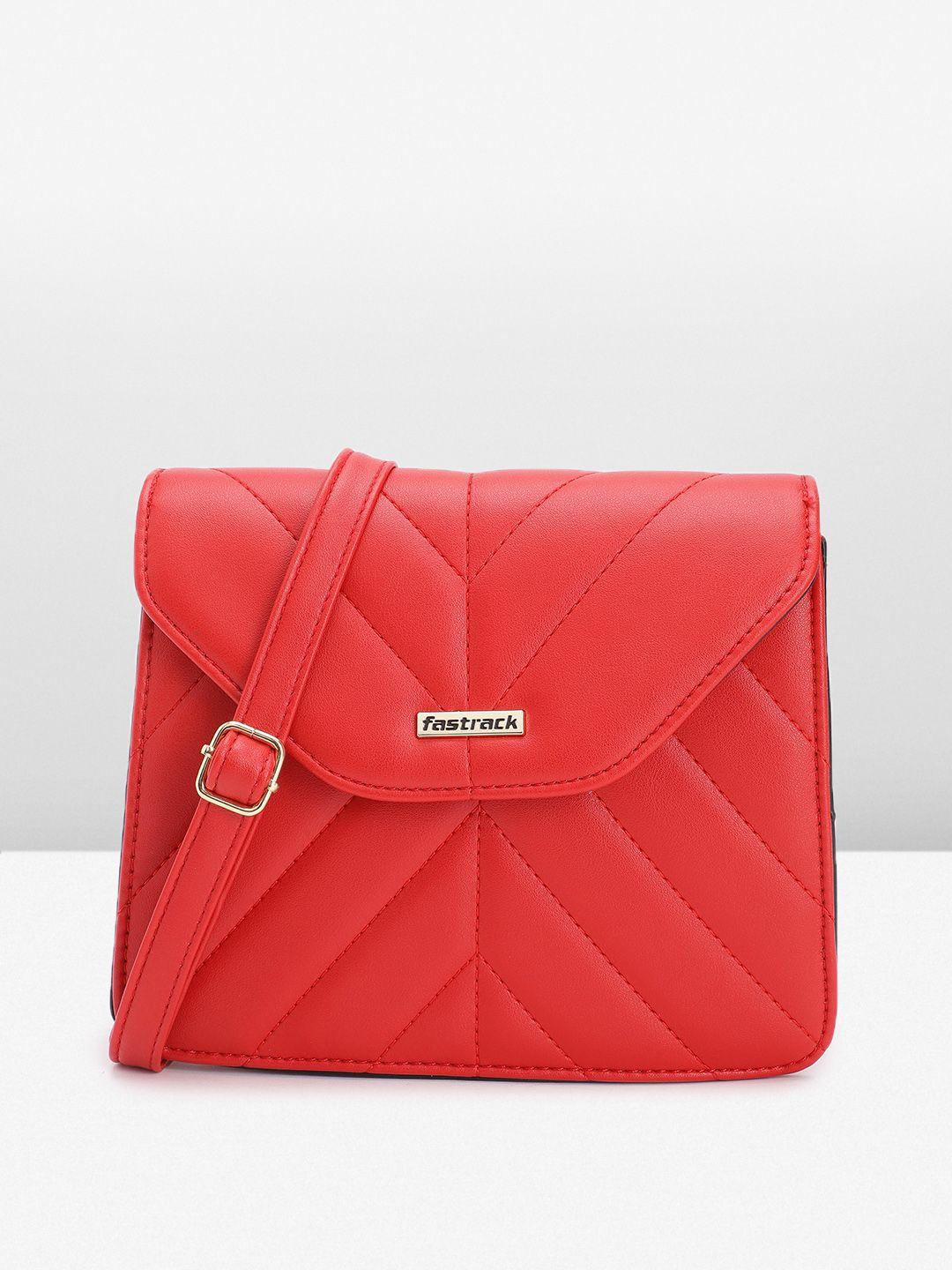 fastrack solid structured sling bag with quilted detail