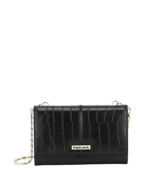 fastrack ss23 black textured clutch