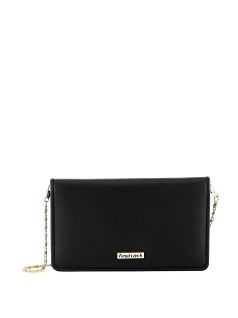 fastrack ss23 structured black solid clutch
