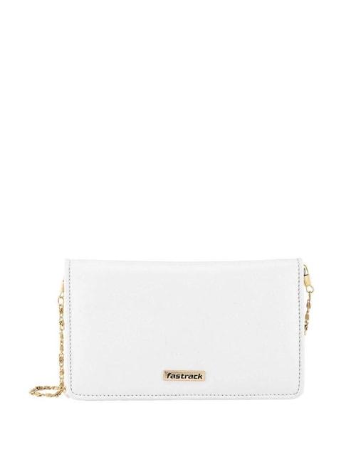 fastrack ss23 structured white solid clutch