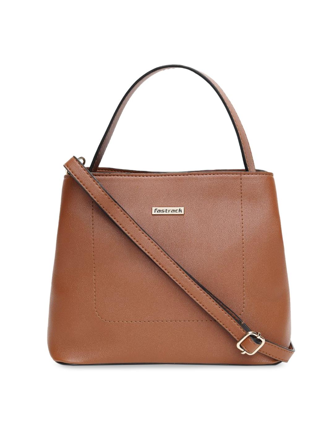 fastrack tan brown structured handheld bag