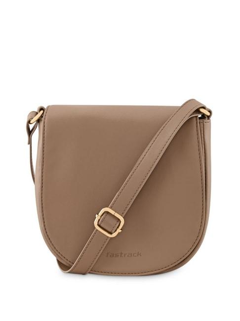 fastrack tan solid small sling handbag