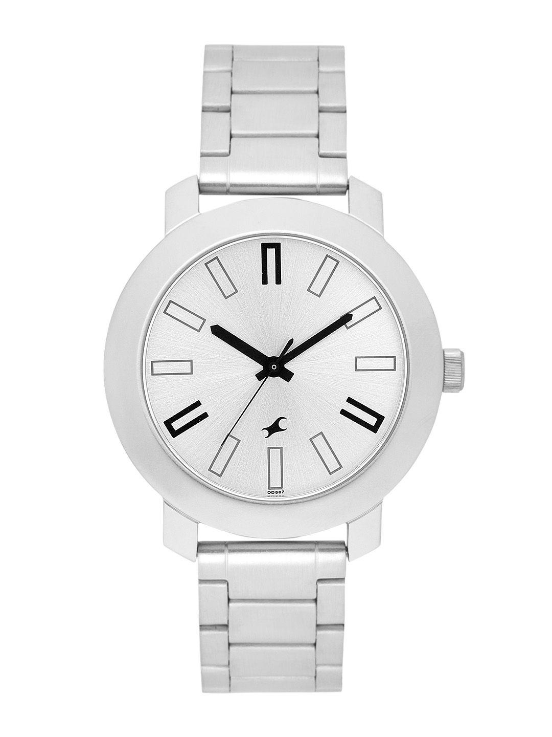 fastrack unisex silver-toned analogue watch nk3120sm01