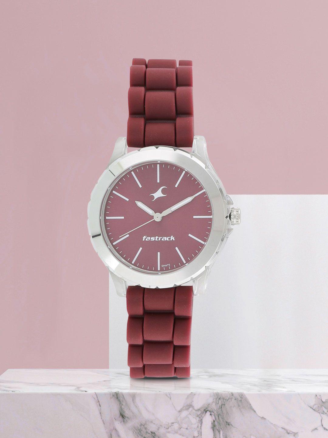 fastrack women maroon analogue watch 68009pp06