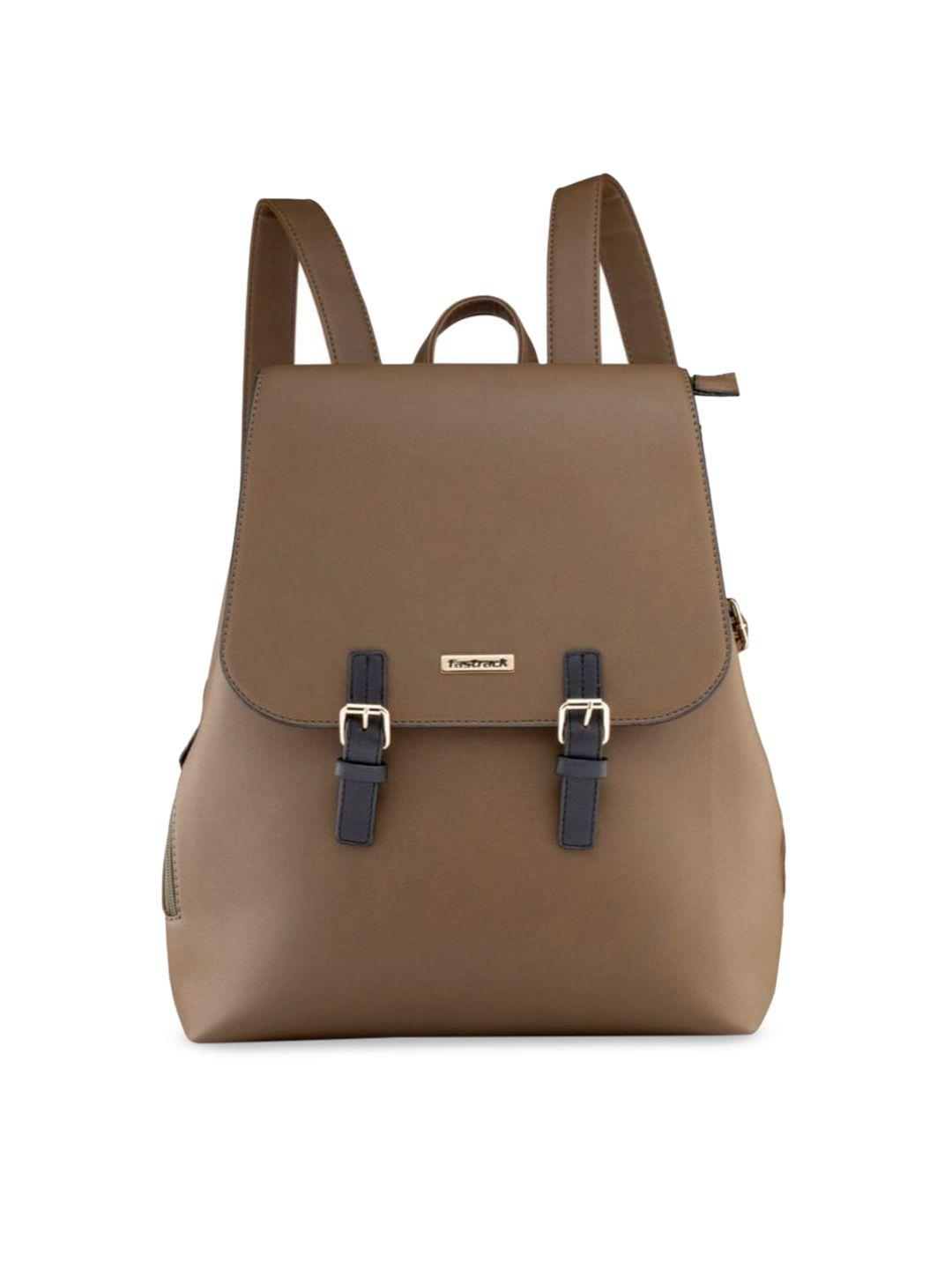 fastrack women olive brown solid 15 inch laptop backpack